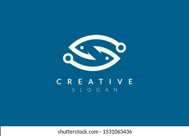 Abstract minimalist fish shape vector design. Simple fish design, flat logo style, modern icon and symbol