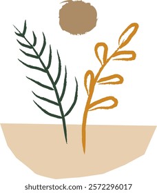 Abstract Minimalist Floral Composition Vector Illustration