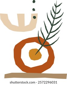 Abstract Minimalist Floral Composition Vector Illustration