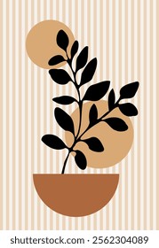 Abstract minimalist floral pattern. Vector Illustration.