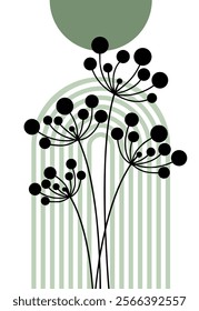 Abstract minimalist floral pattern. Vector Illustration.