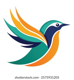 Abstract Minimalist Flying Bird Logo Design