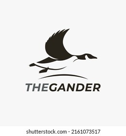 Resumen minimalista Vector de icono del logotipo del Gander de vuelo sobre fondo blanco