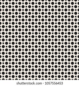 Abstract minimalist geometric background. Black and white seamless pattern with small geometrical shapes, circles and squares. Subtle modern monochrome texture. Repeat design for decor, fabric, cloth