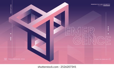 Abstract Minimalist Geometric Designs, Impossible Shapes and Optical Illusion Background vector illustration