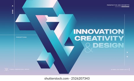 Abstract Minimalist Geometric Designs, Impossible Shapes and Optical Illusion Background vector illustration