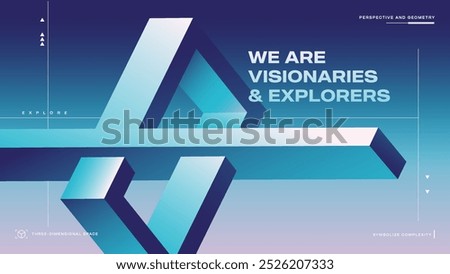 Abstract Minimalist Geometric Designs, Impossible Shapes and Optical Illusion Background vector illustration