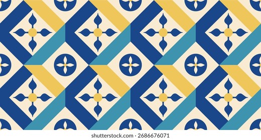 Abstractas patrón geométrico minimalista sin fisuras. Azulejos mediterráneos. Fondo vintage retro. Ilustración vectorial.