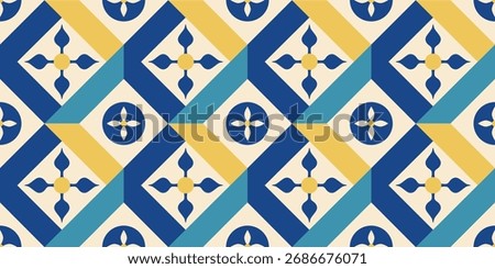 Abstract minimalist geometric seamless pattern. Mediterranean tiles. Retro vintage background. Vector illustration.