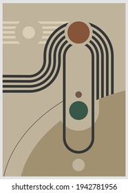 Abstract minimalist geometric shape elements with lines and circles. Modern boho contemporary trendy templates. vector illustration.