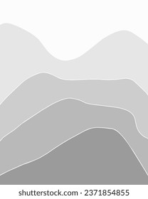 Abstrakte minimalistische Grauberge-Kunstwerke, handgezeichnete Vektorgrafik-Design.