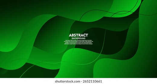 Abstract minimalist green wave 3D background. Simple wave color geometric pattern. Modern banner design. EPS10 vector.