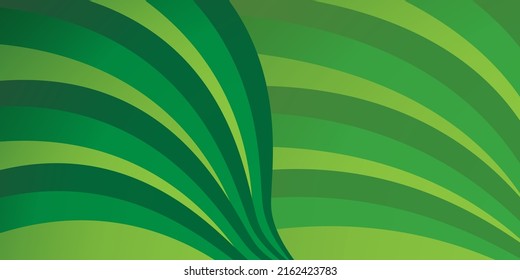 Abstract Minimalist Green Wavy Flowing Lines - Background Design - Simple Wide Scale Vector Template, Concept with Place for Your Text