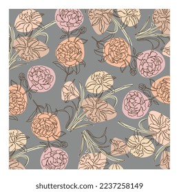 Abstract minimalist hand drawn illustrations boho background printable, modern boho pattern floral vector design for wallpaper, cover, fabric, interior decor isolated and editable