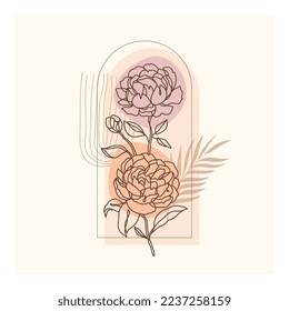 Abstract minimalist hand drawn illustrations boho background printable, modern boho pattern floral vector design for wallpaper, cover, fabric, interior decor isolated and editable