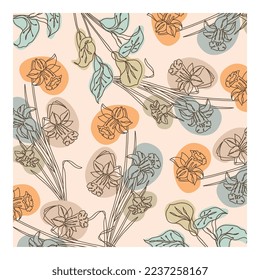 Abstract minimalist hand drawn illustrations boho background printable, modern boho pattern floral vector design for wallpaper, cover, fabric, interior decor isolated and editable