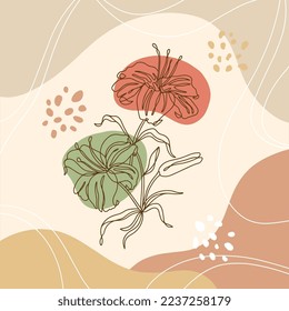Abstract minimalist hand drawn illustrations boho background printable, modern boho pattern floral vector design for wallpaper, cover, fabric, interior decor isolated and editable