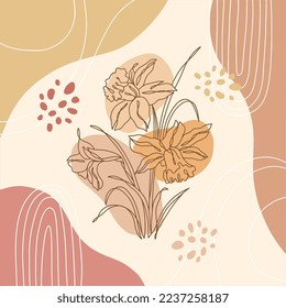 Abstract minimalist hand drawn illustrations boho background printable, modern boho pattern floral vector design for wallpaper, cover, fabric, interior decor isolated and editable