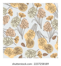 Abstract minimalist hand drawn illustrations boho background printable, modern boho pattern floral vector design for wallpaper, cover, fabric, interior decor isolated and editable