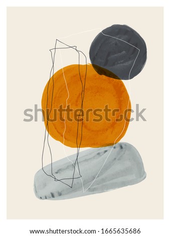 Abstract minimalist hand painted illustration for wall decoration, postcard or brochure design. Vector EPS10.
