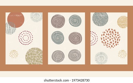 Abstract minimalist hand-drawn illustration for stories, wall decoration, postcard or brochure, cover design. Doodle background contains various shapes, spots, drops, lines. Modern trendy vector art.