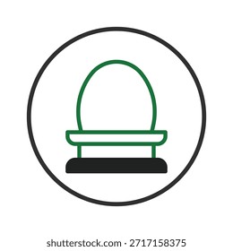 An abstract minimalist icon featuring a stylized geometric structure set within a circular frame. This graphic element provides a simple yet elegant visual representation for design projects, logos,