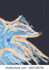 Abstract and Minimalist Illustration of Blue Wave in Watercolor Style, Suitable for Wall Decoration, Cover, Invitation, Poster, Card, Banner, Flyer, and Other