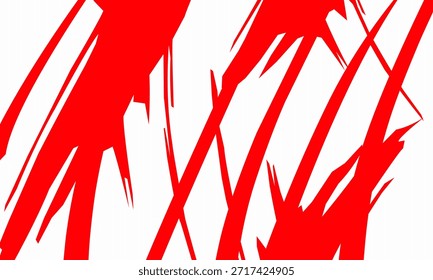 Abstract minimalist illustration featuring sharp, aggressive red brush strokes and diagonal splatters on a solid white background. This bold, high-contrast graphic design represents energy, speed, and artistic chaos, making it an ideal background for modern streetwear branding, action-themed posters, and creative digital art.