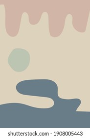 Abstract minimalist illustration with irregular shapes in trendy colors. Contemporary artistic poster. Modern aesthetic wall decor with pastel colors.