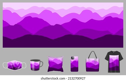 Abstract Minimalist Illustration of Purple Mountain Panorama. suitable and can be used for interior design, masks, mugs, pillows, smartphones, lifestyle, t-shirts and others
