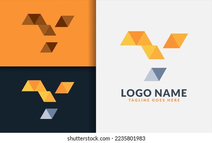 Abstrakter Minimalismus Initial Letter Y Logo Design mit Prism Triangle Style Konzept. Vektorlogo-Illustration.