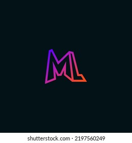 Abstract and Minimalist Initial M and L Logo Design. ML Logo with Colorful Line Style