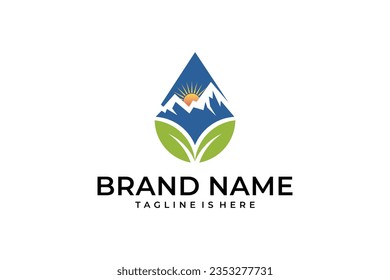 abstract minimalist leaf mountain vector logo
