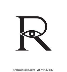 Abstract Minimalist Letter R Eye Logo Design