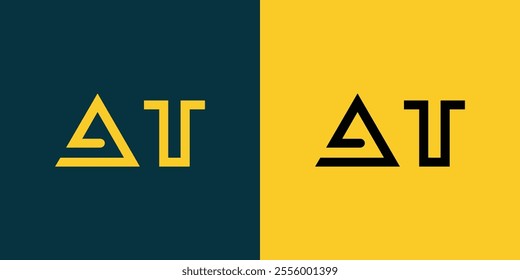 AT abstract minimalist letters Logo Monogram. It is a minimalist logo, this logo is made by combining two letters