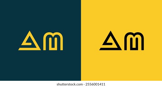 AM abstract minimalist letters Logo Monogram. It is a minimalist logo, this logo is made by combining two letters