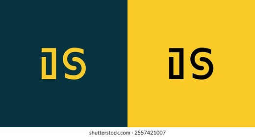 IS abstract minimalist letters Logo Monogram. It is a minimalist logo, this logo is made by combining two letters