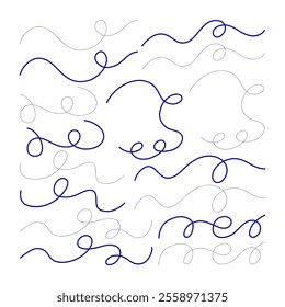 Abstract Minimalist Line Art with Wave Loop. A abstract minimalist line art elements featuring waves, loops, and curves, perfect for modern patterns, artistic compositions, and creative projects