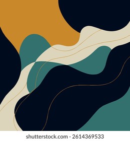 Abstract minimalist liquid fluid wavy shapes vector Art for Trendy Wall Poster Design Background