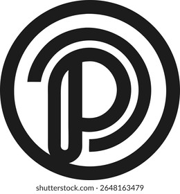 Abstract minimalist logo design featuring the letter p inside a circle
