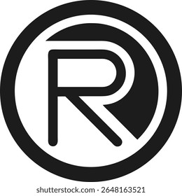 Design de logotipo minimalista abstrato com a letra r dentro de um círculo