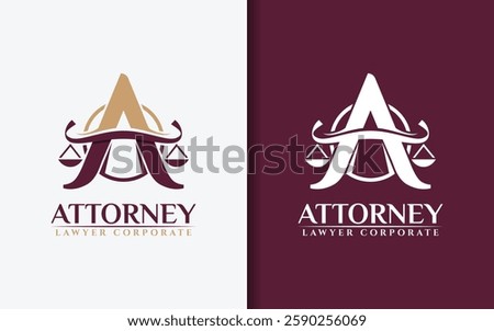 Abstract minimalist logo featuring the letter A seamlessly combined with a justice scale, symbolizing law and fairness.,