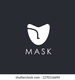 Abstract minimalist mask logo icon vector template on dark background