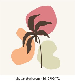 Abstract minimalist modern vector illustration with different shapes. Palm tree art