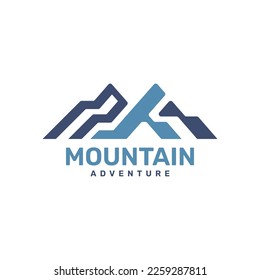 Abstract Minimalist Mountain Logo Design with Modern Lines Concept.