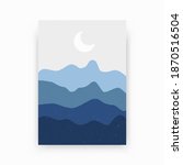 Abstract minimalist mountain poster. Boho landscape art print, nature wall decor contemporary aesthetic style. Vector illustration