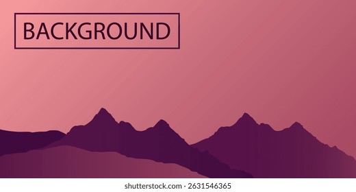 is an abstract minimalist natural landscape. It depicts a tranquil scene with silhouettes of mountains against a pink sky, reminiscent of a sunset or dawn.