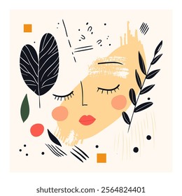 Abstract Minimalist Nature-Inspired Beauty Illustration