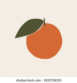 Abstract Minimalist orange shape art print element.