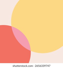 Abstract Minimalist Overlapping Circles in Warm Yellow, Coral, and Pink Tones